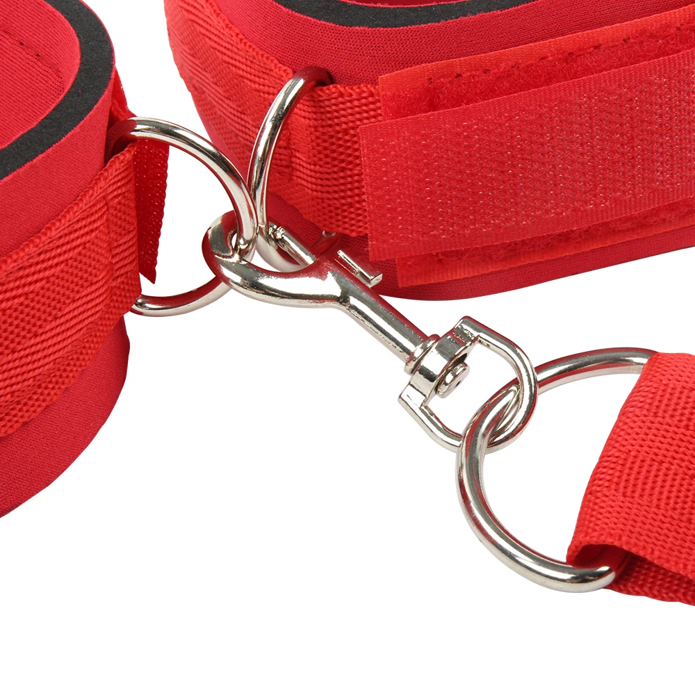 Sex SM Nylon back handcuffs mouth ball gag plug bondage neck cuffs collar binding strap