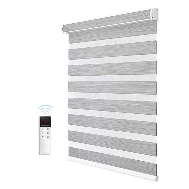 Customized Size Polyester Blackout Shades Electric Zebra Blinds Day And Night zebra window blinds