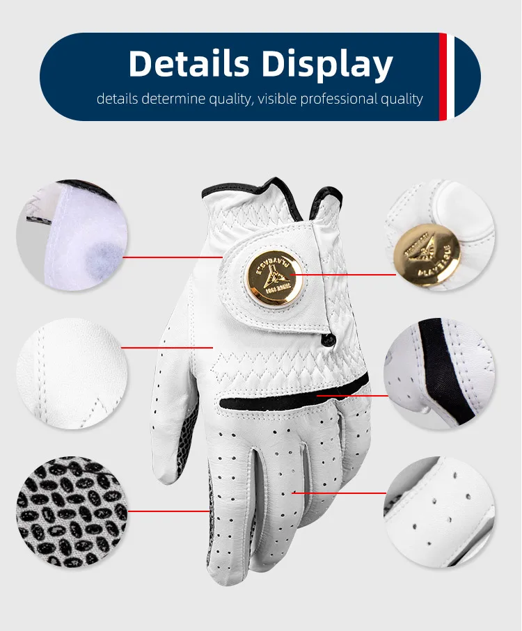 PLAYEAGLE Mens Cabretta Leather Golf Gloves Left Hand