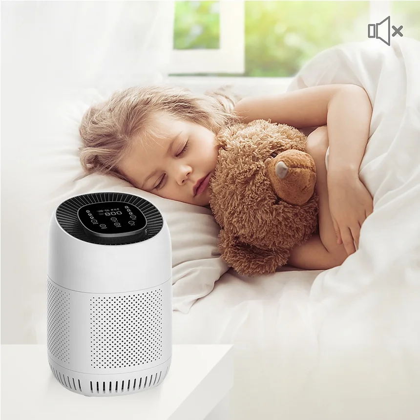 KATALD Hot Selling White Desktop Air Purifier with Light Temperature Sensor and Negative Ion