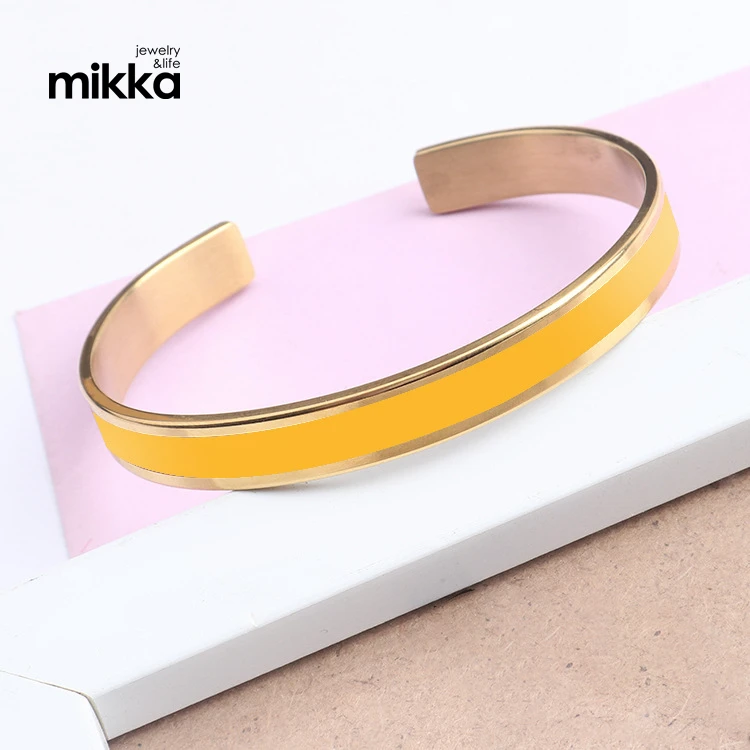 18k Custom Cuff Stainless Steel Enamel Fashion Jewelry Bracelets Bangle with multiple Color Women Gift