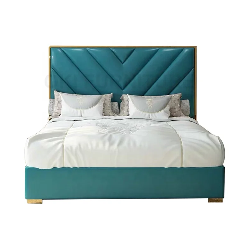 Italian modern designer furniture up-holstered sleep leather bed 1.8 m double bed for adult luxury bedroom furniture set