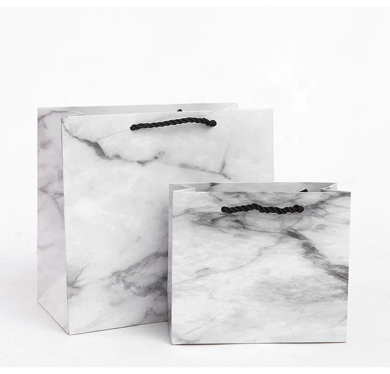 Custom Logo Marble Pattern Portable Simple Clothing Gift Shopping Paper Bag