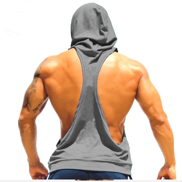 Men Workout Hooded Kangaroo Bodybuilding GYM Tank Tops
