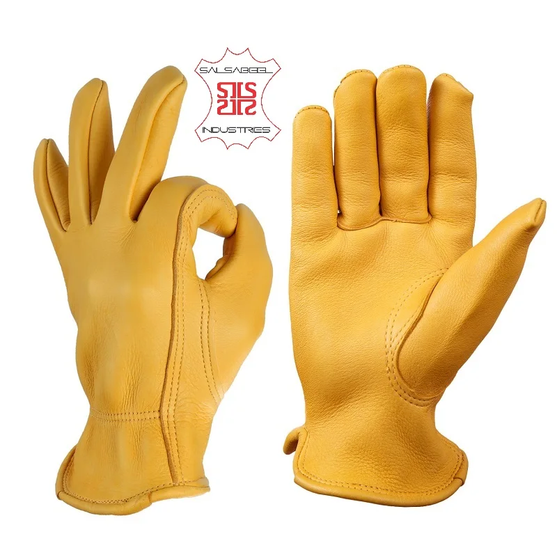 
Industrial Safety Working Driver Gloves / Cow split leather Drive Gloves 