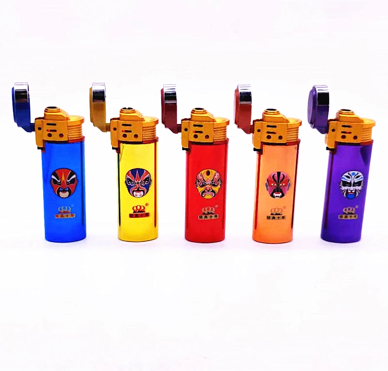 Customized printing design metal shell flip cover butane gas refillable Z998 electronic pocket cigarette jet flame lighter