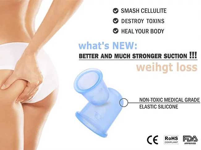 
(4 Suction Cups with Cellulite Remover Body Brush & Face Scrubber) Silicone Cupping Set for Cellulite Treatment and Body Detox 