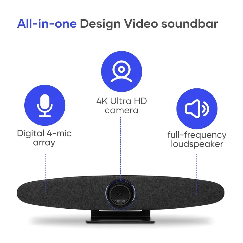 4K UHD BT5.0 Voice tracking USB plug and play video camera with HiFi mic array and beamforming speaker video conference solution