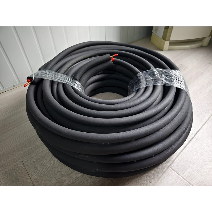 Black Rubber Insulation Pipe with UV Film Thermal Insulation Heat HVAC Foam Tube For Refrigeration Copper Pipe