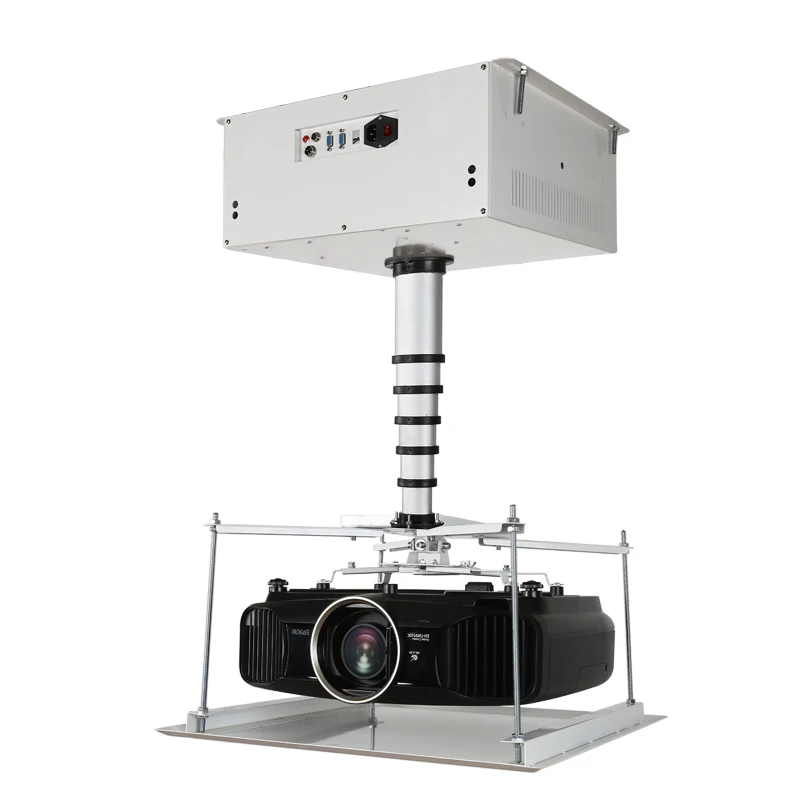 Single Pole Remote Control Electric Telescopic Lift Projector Hanger Motorized Telescoping Lifting Projector Mount Bracket