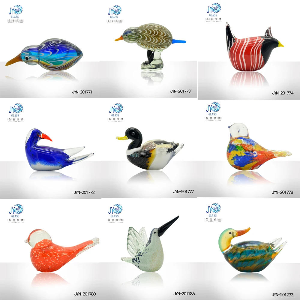 Popular decorative animal custom shape murano glass bird for decoration