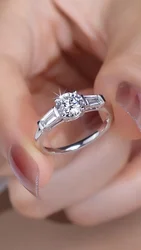 Four Prong Ring Side Edge with Emerald Cut Lab Created Diamond 18k Gold CLASSIC HY Round White Gold Engagement Bands or Rings