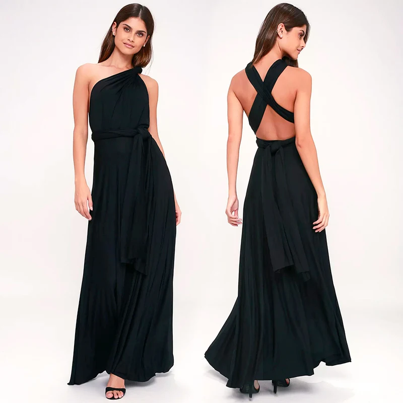 Fashion Brides Clothes Ladies Black Formal Evening Dresses 2021 Summer Maxi Pink Bridesmaid Dress