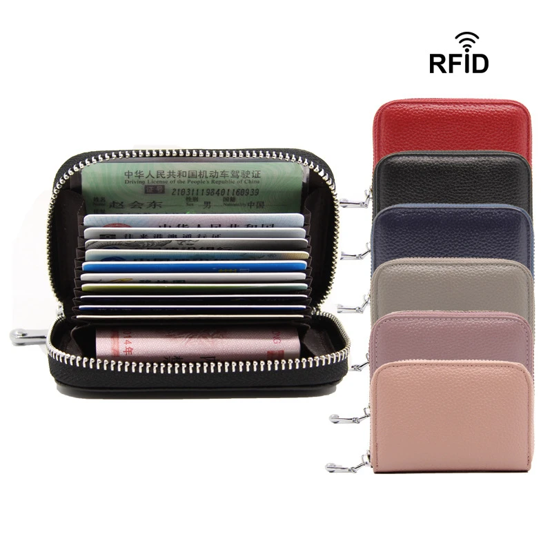 Дешевый кошелек Cartera из натуральной кожи с защитой от кражи и Rfid-блокировкой держатель для кредитных карт на молнии винтажный