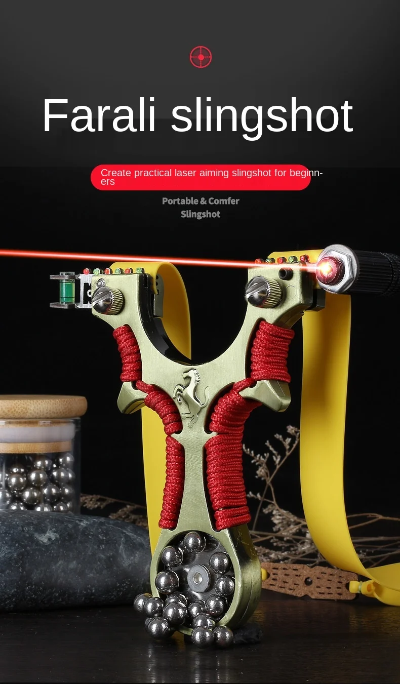 Slingshots, Professional Stainless Steel Hunting Slingshot, Outdoor Catapult Toys with Antler Aiming Points, Cotton Rope Winding