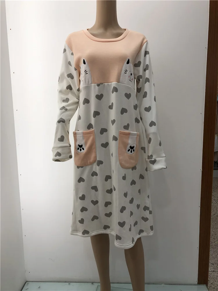 Arab Muslim Women Home Clothing Winter Medium Velvet Nightgown Casual Home Wear Night Dress