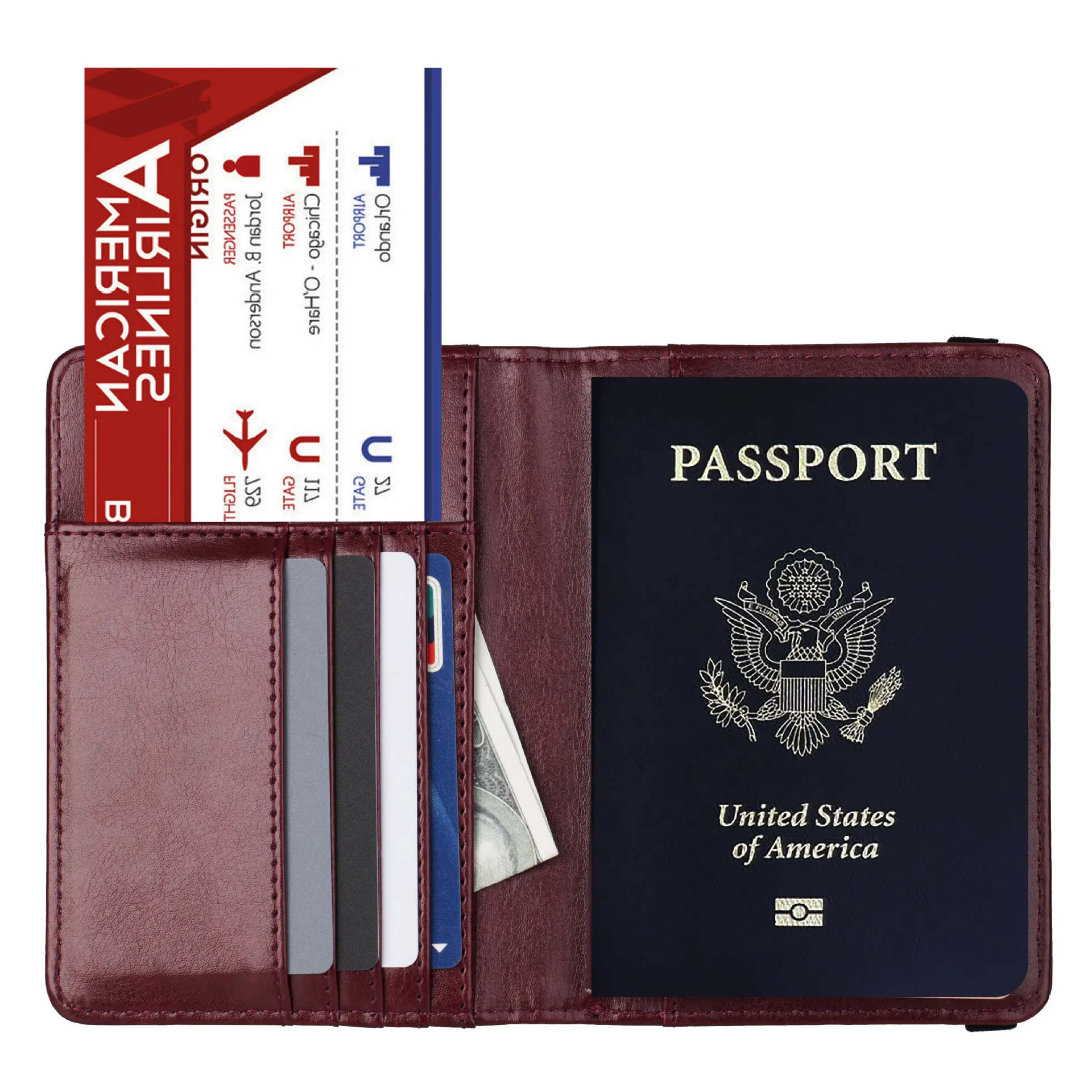 2023 ECO New Passport Holder Combo Passport Holder Cover Wallet Case Leather Travel Wallet Rfid Blocking for Men Women