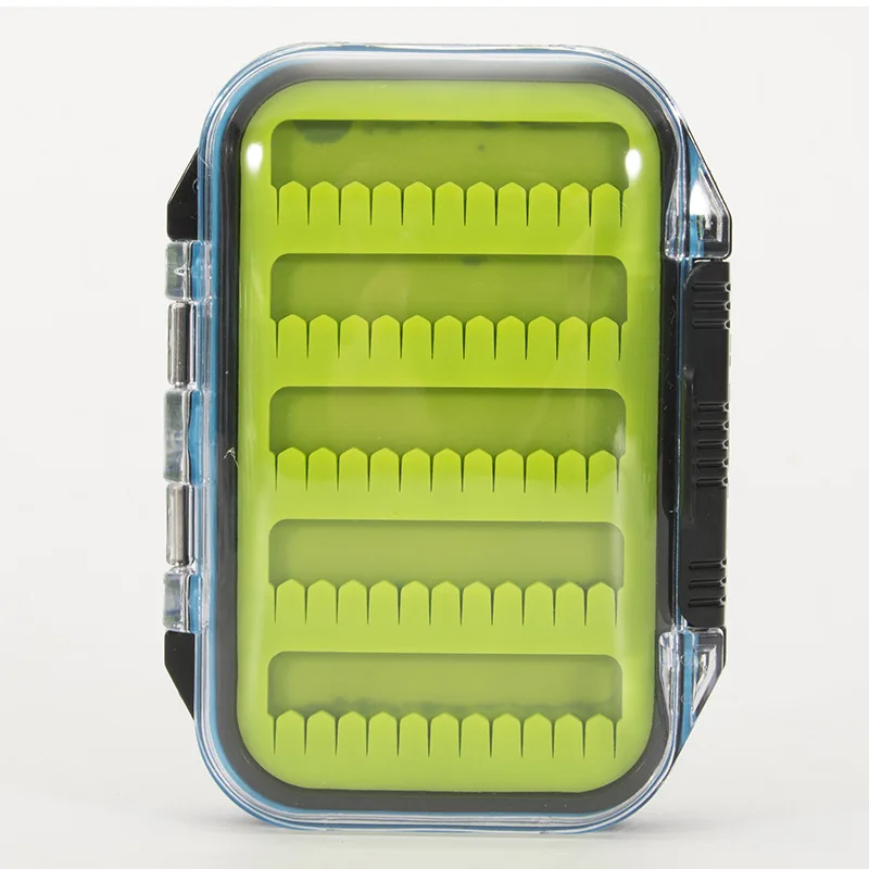 Transparent double-sided fly fishing box portable silicone cushion ABS impact resistant fly box waterproof fur hook box