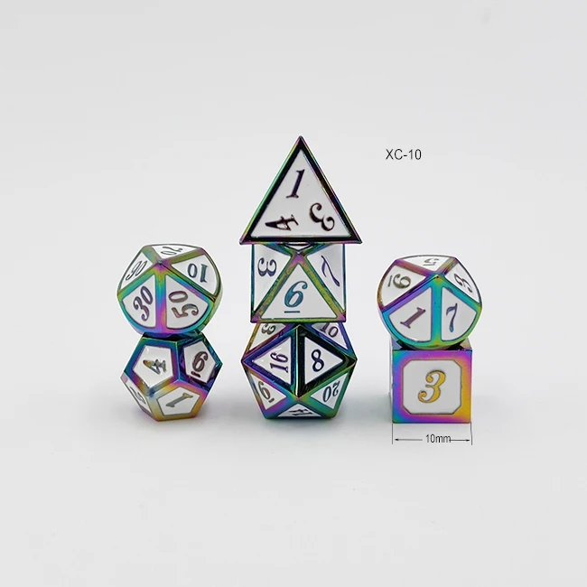 
Набор металлических игральных костей из цинкового сплава с гальваническим покрытием, мини-кости с многоцветной печатью для настольных игр, развлечений 