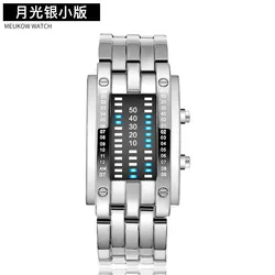 Fashion Creative Sport Watch Men Stainless Steel Strap LED Display Watches Binary Digital Watch reloj hombre
