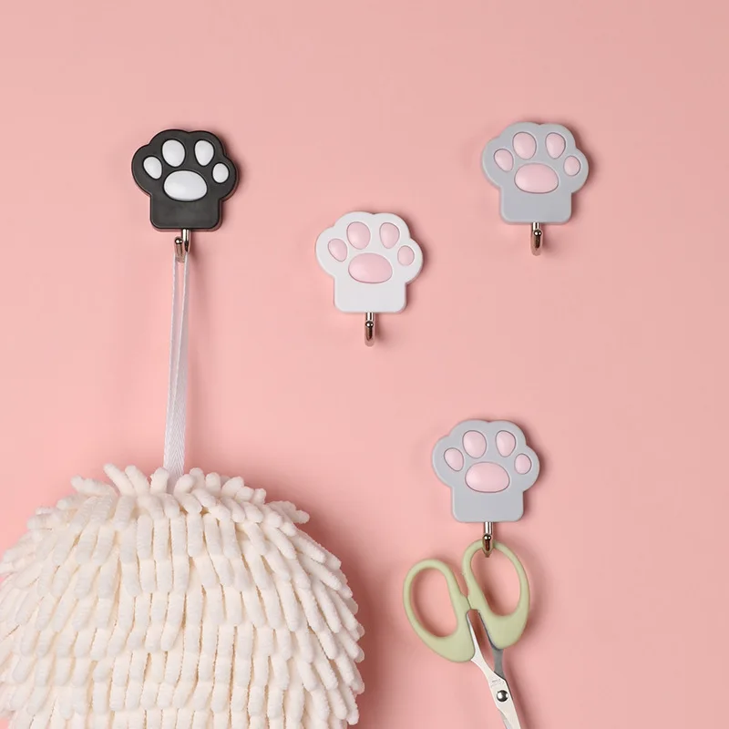 Wholesale Household Cat Paw Print Double Sided  Adhesive Wall Towel Hooks