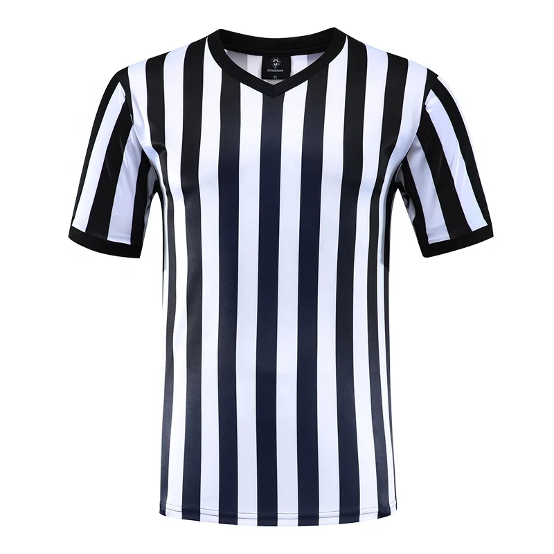 Professional Football Referee Uniform Custom Soccer Shirts Adult Black White Soccer Referee Jerseys Training Clothes