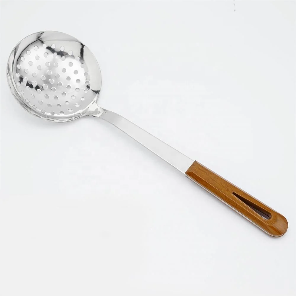 Wooden style ABS plastic handle thick stainless steel kitchen cooking utensils set slotted spatula spoon cookware gadget