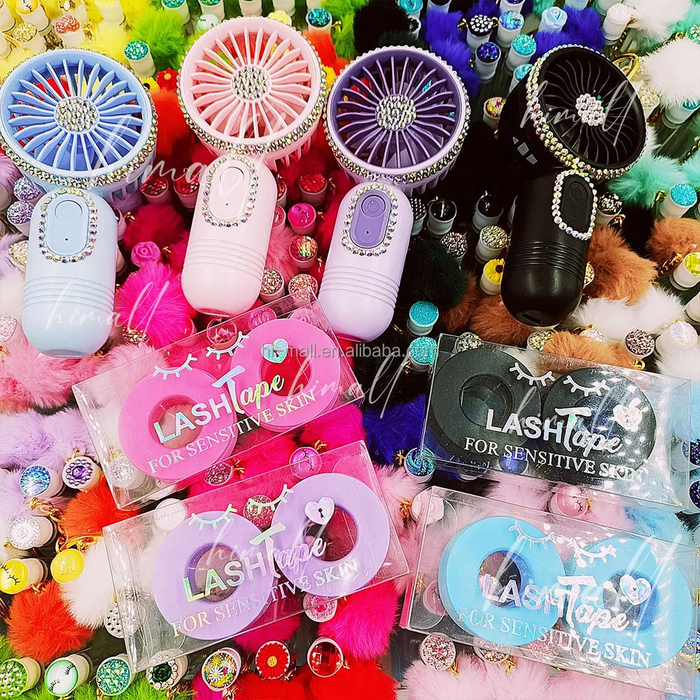 Mini Air Blower Dryer Usb Rechargeable Lash Fans Diamond Eyelash Fan Dryer/pink White Diamond Air Condition Fan for Eyelashes