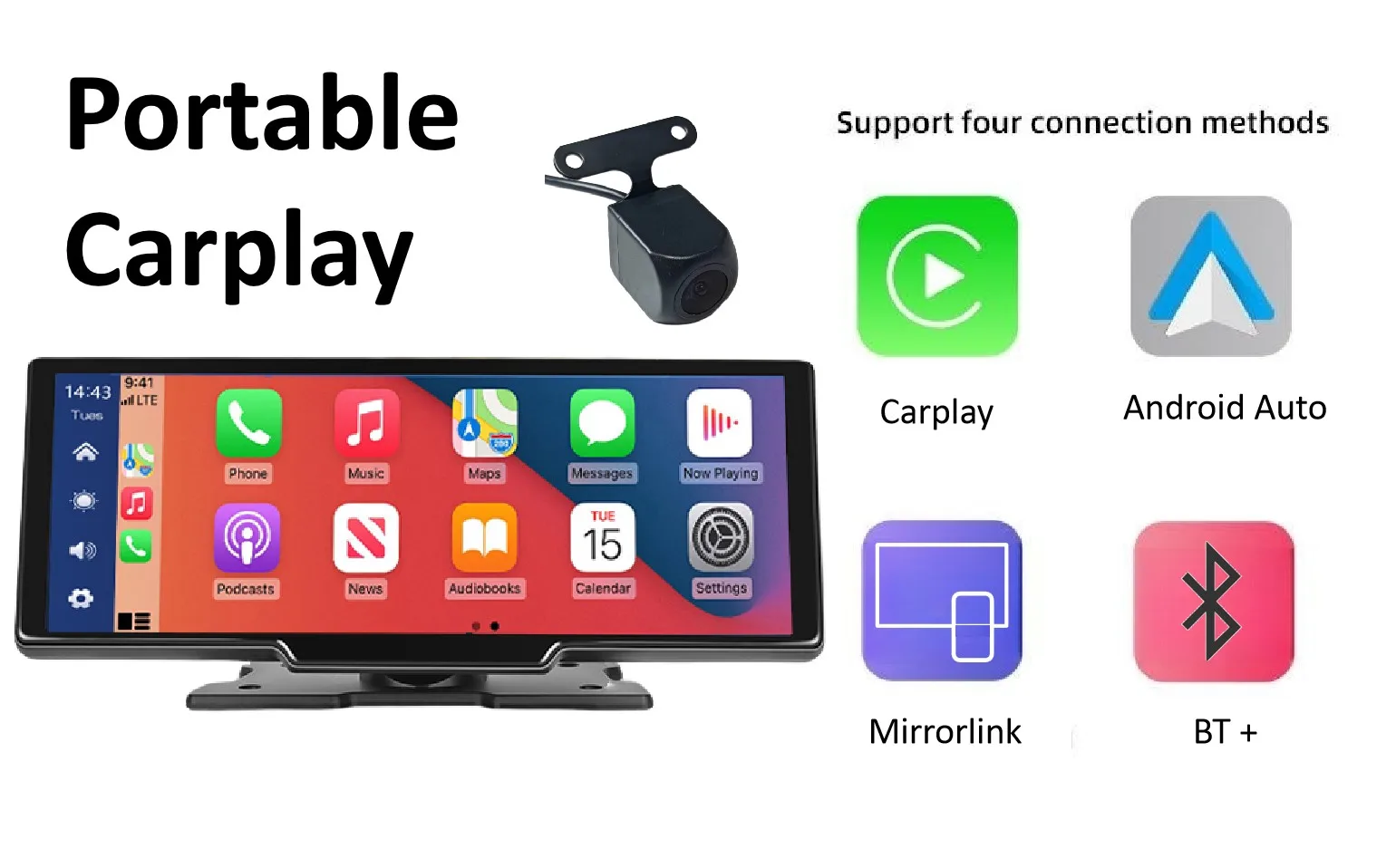 10.26 inch Touch Screen monitor mirror link   car  dual lens 4K 1080P car backup camera vehicle WiFi monitor