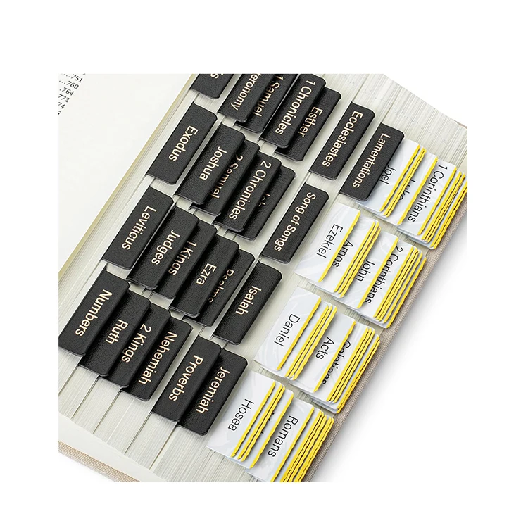 Free sample factory custom Bible Tabs Stamping Laminated black leather Bible Tabs For bible study reading convenience