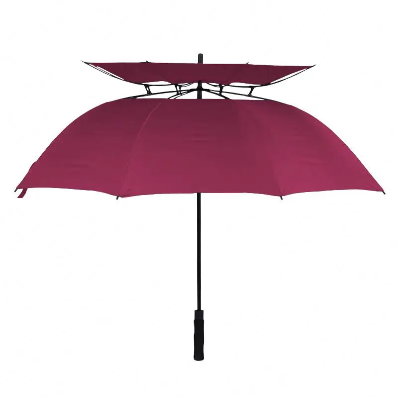 Golf Long Handle Strong Advertising Rain Umbrella Double Automatic Fiberglass Windproof Golf Business Umbrellas