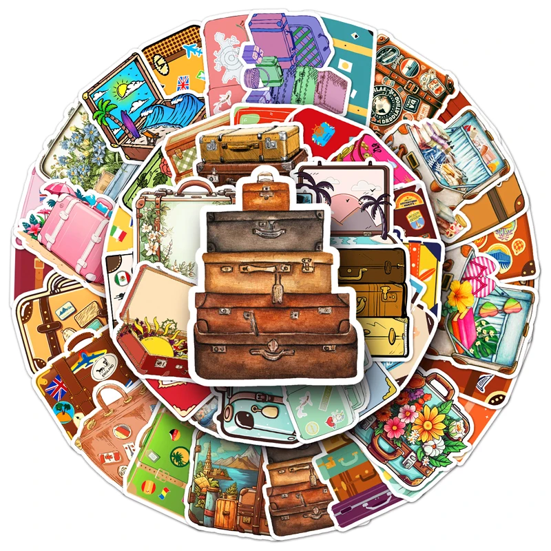 50pcs Factory Wholesale Cartoon INS Style Custom Sticker Graffiti Decorative Vintage Suitcasei Sticker