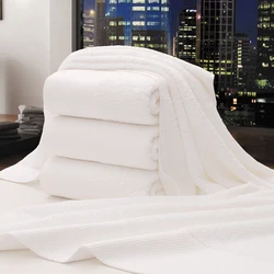 100% cotton luxury high quality bath towel hotel bathroom towel pure color absorbent White towel