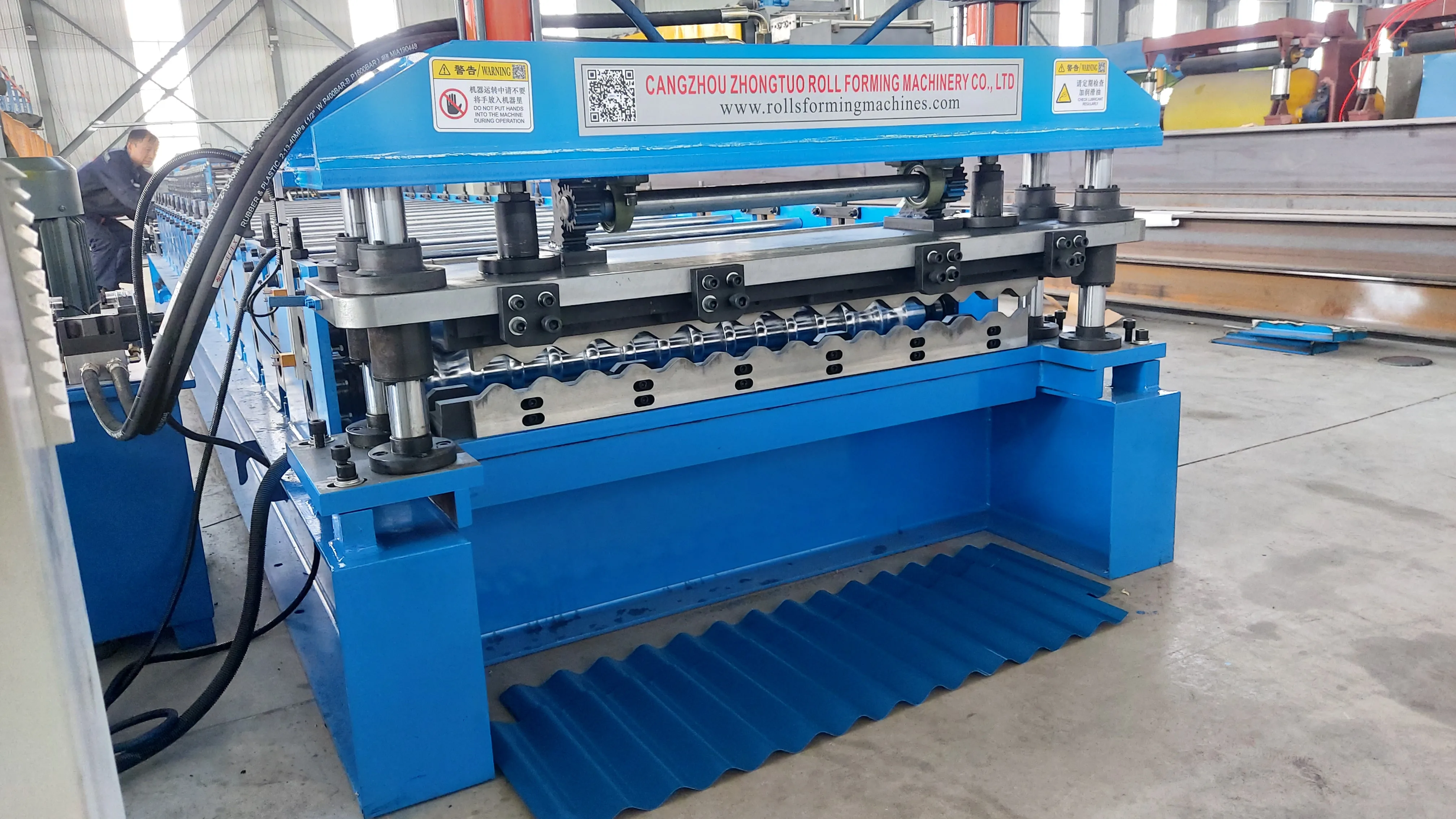 Indonesia popular drum horizontal barrel round wave roofing sheets profiling machine