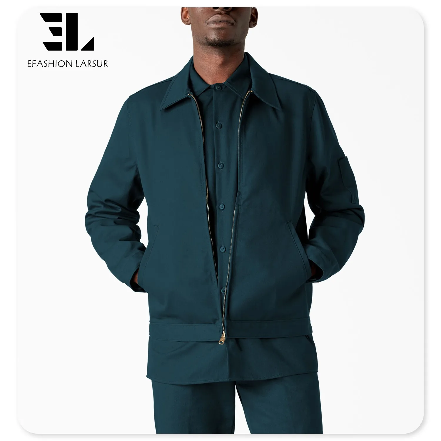 LARSUR Custom factory coaches cotton twill work jacket workers workwear eisenhower mechanic jacket carpenter work jacket for men