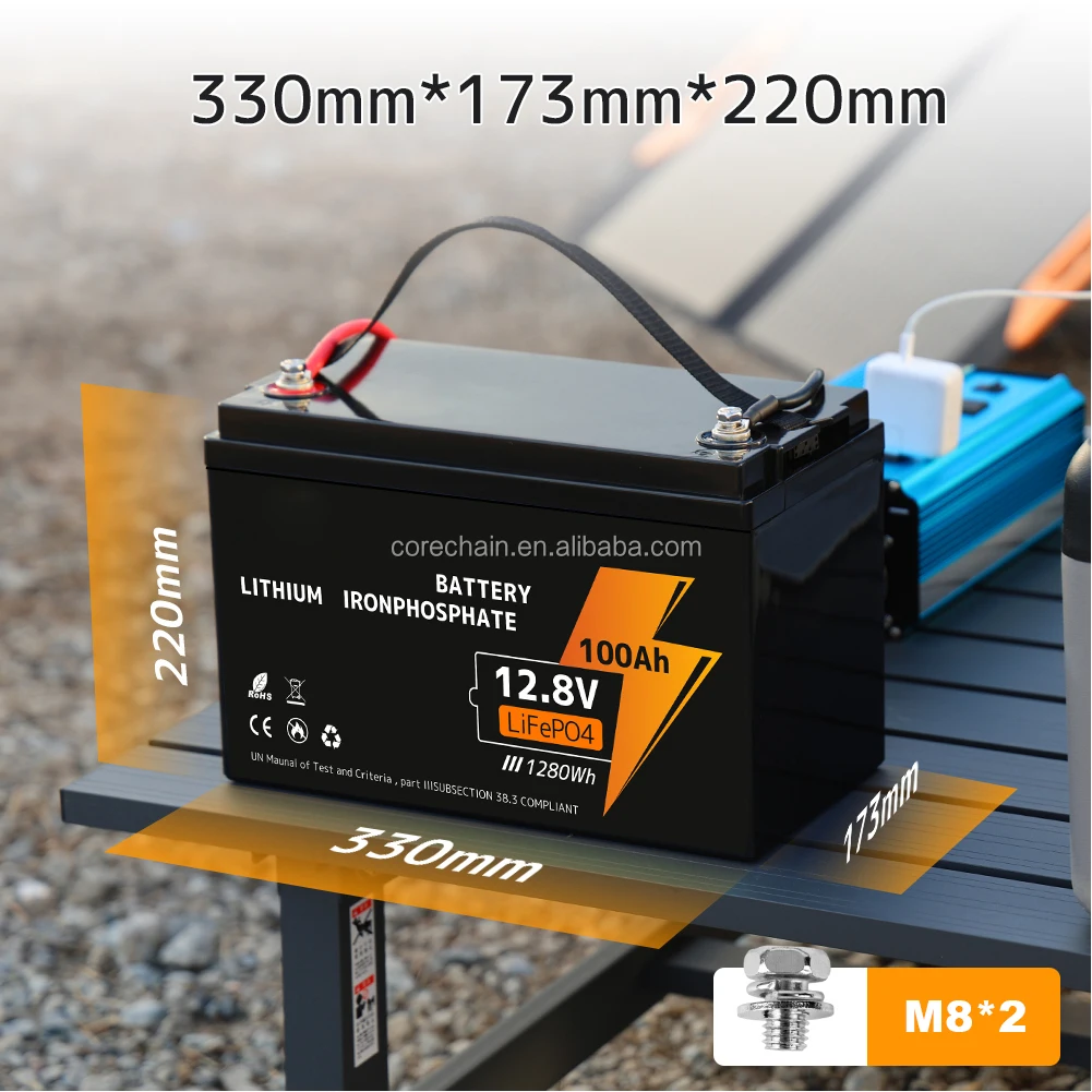 12V 100Ah LiFePO4 Lithium Battery With BMS 10 Year Lifespan Portable Battery For UPS Power Wheels RV Solar Panel Battery