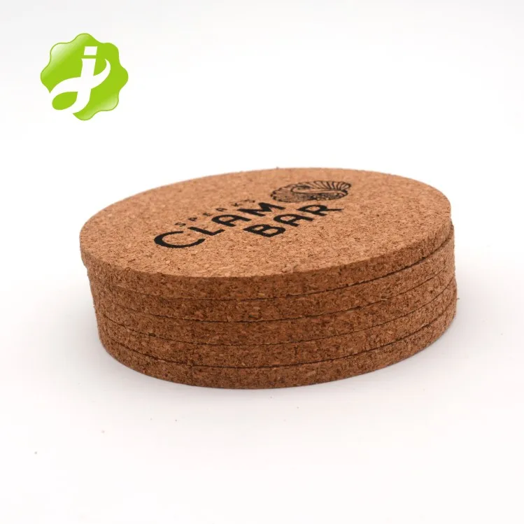 Hot Selling Cork Coaster Laser Engraving Drink Coaster Natural round Wooden Coaster Set