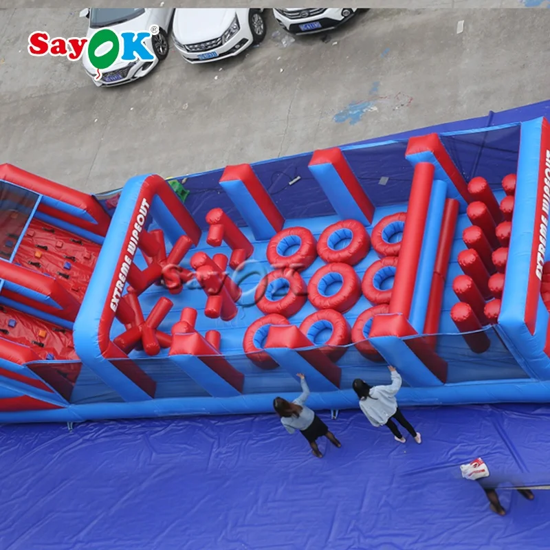 Commercial inflatable obstacle course with bouncer slide