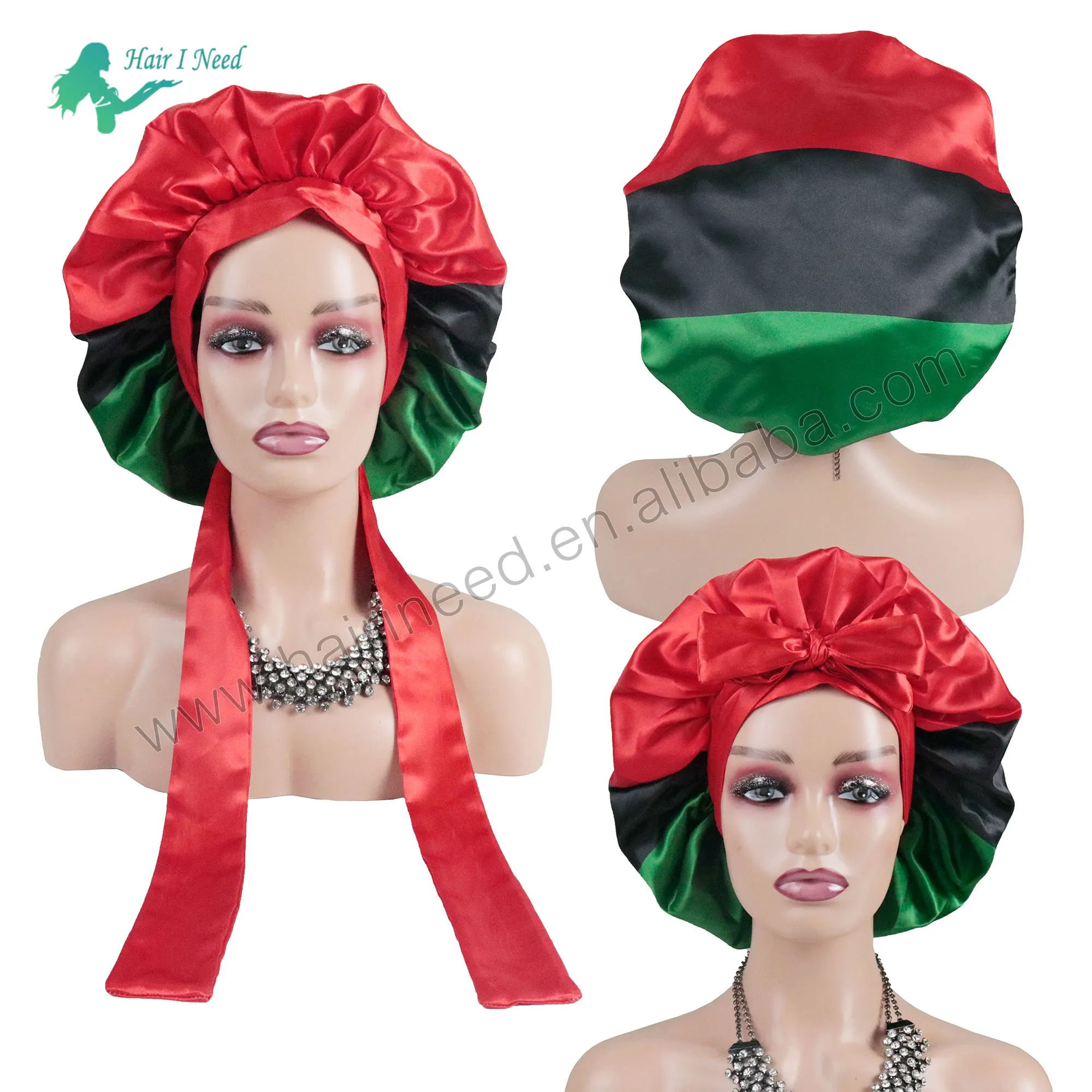 Custom logo Quality Satin Printed Hair Sleeping Bonnets Braid Flag logo Bonnets Satin Bonnets for Women