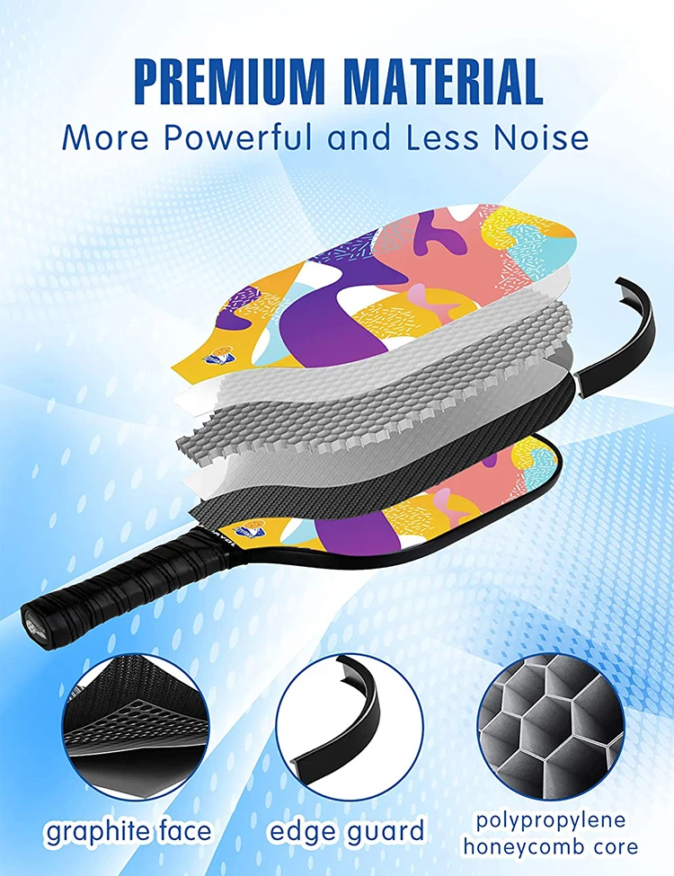 Sports Pickleball Paddles Set of 2 Lightweight Pickle Ball Rackets Raquette Set with 2 Pickleball Balls