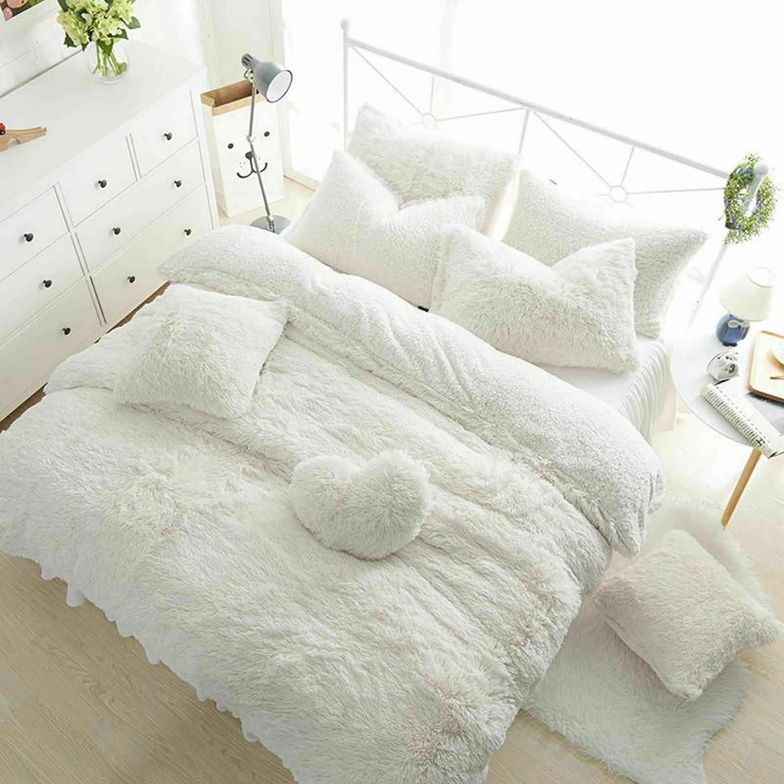 Luxury Colorful Fur Fleece Hypoallergenic Duvet Cover Quilt Soft Cozy Bedding Set bedding collection