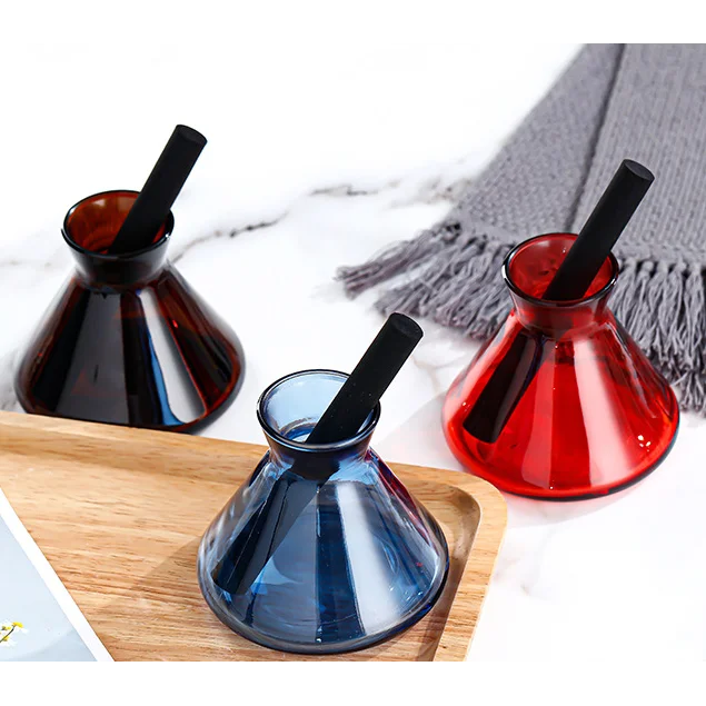 200ml wide mouth aromatherapy bottle horn spray glass empty bottle conical triangle rattan diffuser bottle decoration