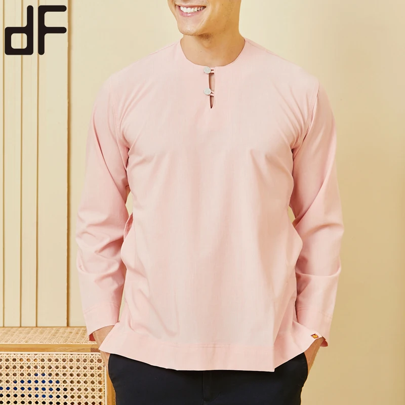 OEM Man Kurta Polyester Rayon Long Sleeve Shirt Muslim Malaysia Clothing Male Customized Metal Button Up Dhoti Kurta For Men