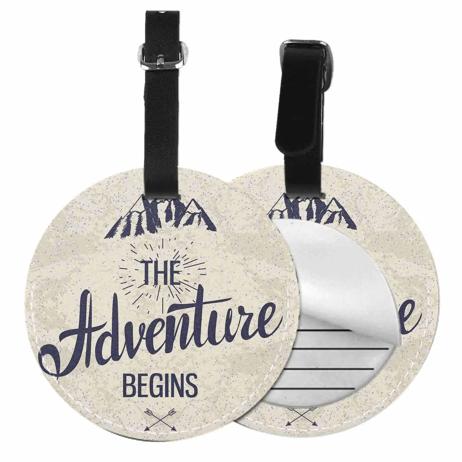 Printed dog and cat round leather luggage label supplier customized personalized pattern anti-loss identification luggage tag