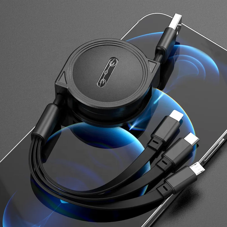 New Arrival Customized Promotional Gift Retractable 3 Way USB Data Cable