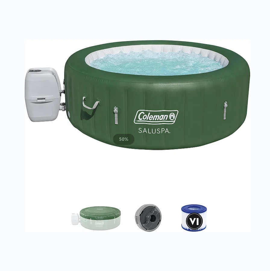 Bestway 60004 Lay-Z-Spa Paris Hot Tub Air Jet Portable Massage Spa With Led Lights For 4-6 Person