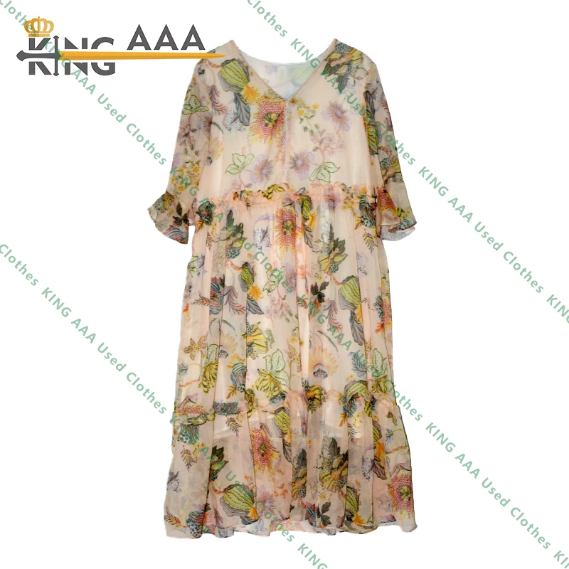Pakaian Wholesale wanita abaya Used Clothes Bulk Used Ladies Silk Dress Women