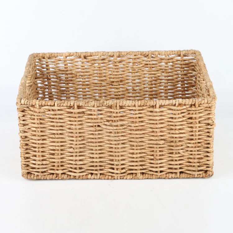 Rectangle storage basket set of 3 recycled paper rope basket hand woven basket for home organization