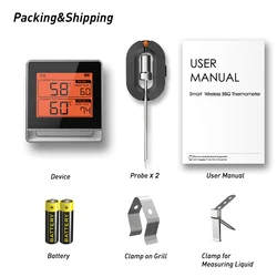 Mini Wireless Stainless Dual Probe BBQ Cooking Steak Food Meat Thermometer For Grill,Smoker,Kitchen Deep Fry Mini5