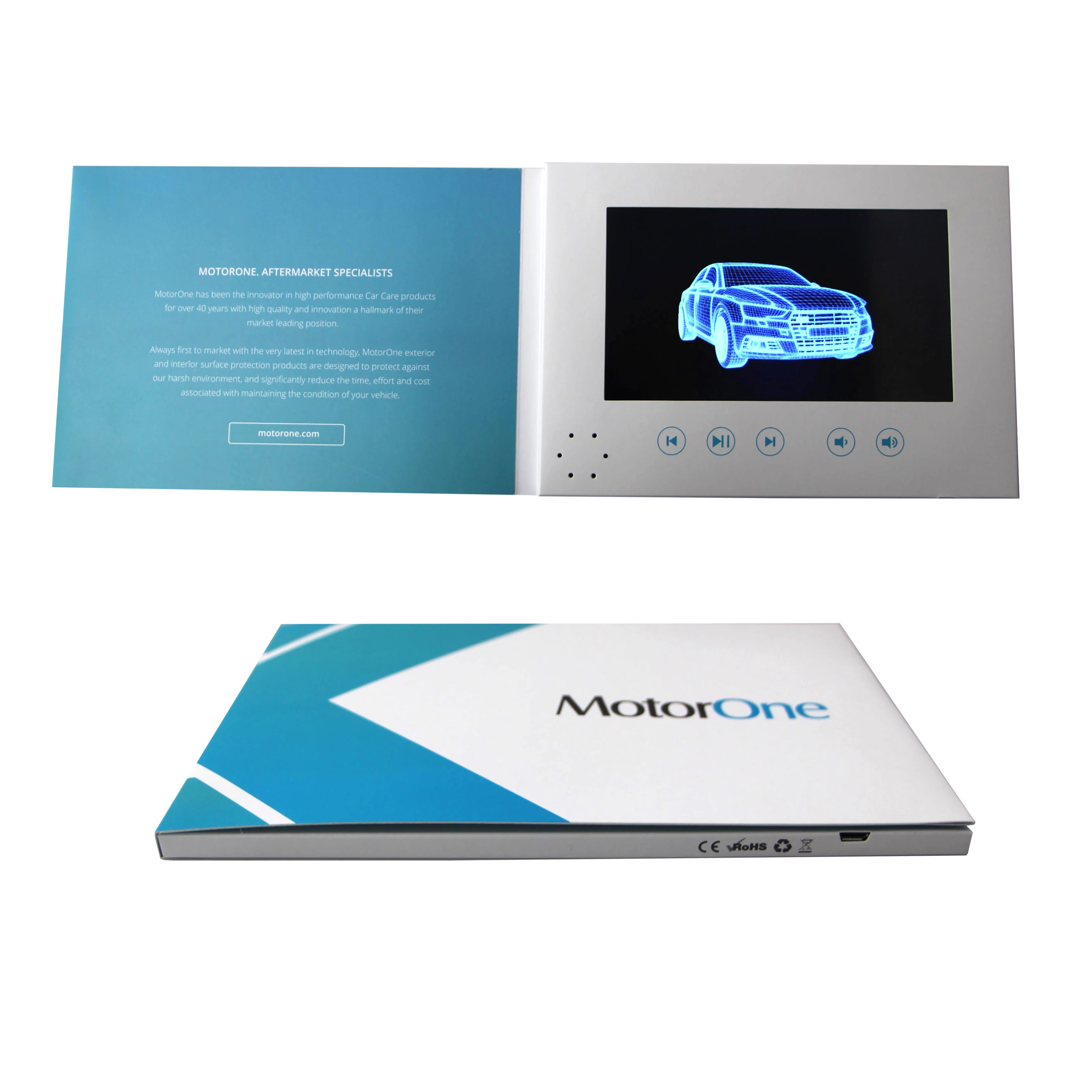 Customized printing video marketing cards video brochure 7 inch for car